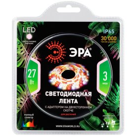 Лента светодиодная ЭРА для растений 27Вт IP65  полного спектра 3м с адаптером 12V