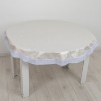 Скатерть ПВХ Афина с каймой круглая D152см бежевая, арт.14590