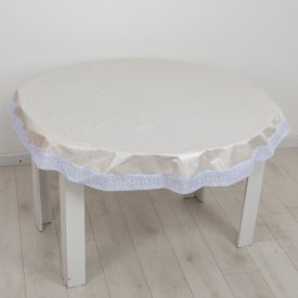 Скатерть ПВХ Афина с каймой круглая D152см бежевая, арт.14590