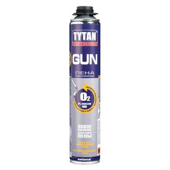 Пена монтажная TYTAN GUN О2 ПРОФ 750мл, под пистолет, арт.SEL-T-003324