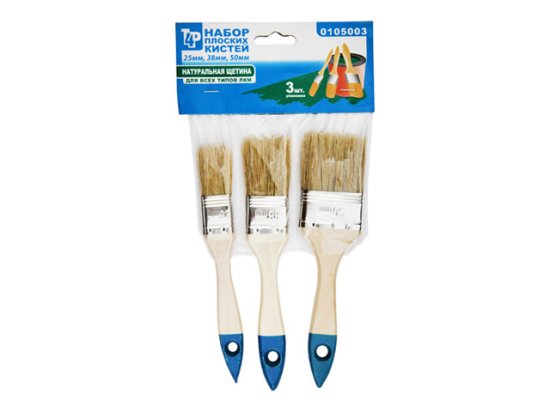 Набор кистей TOOLBERG плоские натуральная щетина 3 шт, арт.0105003