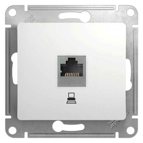 Розетка компьютерная 1 пост SYSTEME ELECTRIC Glossa RJ45 категория 5 белый