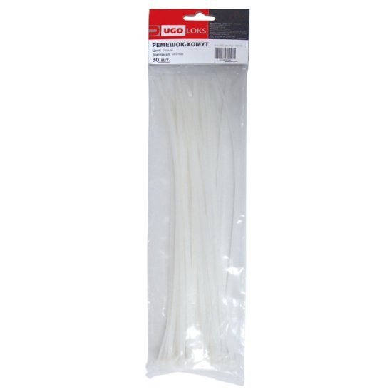 Стяжка кабельная 300х4,8мм 30шт белый