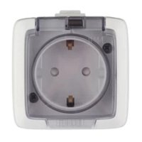 Розетка 1 пост HEGEL Alfa IP44 с заземлением с/к с/ш белый