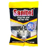 Средство чистящее SANITOL Антизасор для удаления засоров в трубах порошок 90г