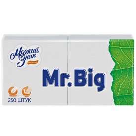 Салфетки МЯГКИЙ ЗНАК Mr.Big 1-слойные 24х24см 250шт
