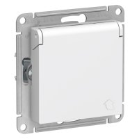 Розетка 1 пост Atlas Design с/з с/ш с крышкой IP20 белый