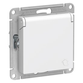 Розетка 1 пост Atlas Design с/з с/ш с крышкой IP20 белый