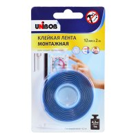 Лента клейкая двусторонняя UNIBOB 12 мм х 2 м прозрачная, арт.75541