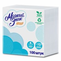 Салфетки МЯГКИЙ ЗНАК 1-слойные 24х24см 100шт