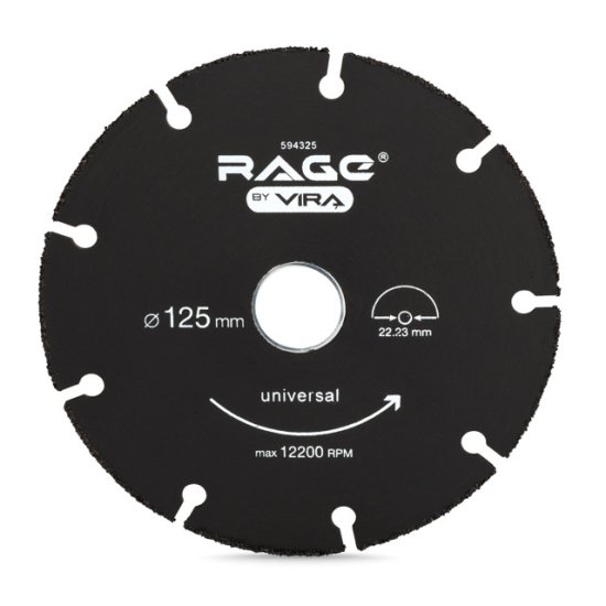 Диск отрезной RAGE by VIRA для УШМ универсальный 125х22,23мм 9 зубьев