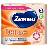 Бумага туалетная ZEWA Deluxe 4шт в уп. 3-слойные 145 листов аромат персик