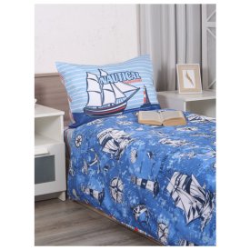 Постельное белье 1,5сп MONA LIZA Детское/Kids Парусник/Sailing ship сатин 1 нав.48х70см, арт.531014/