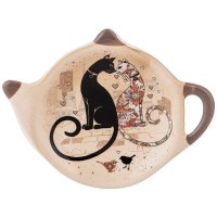Подставка под чайные пакетики AGNESS Парижские коты 12х9,5х1,5см доломит