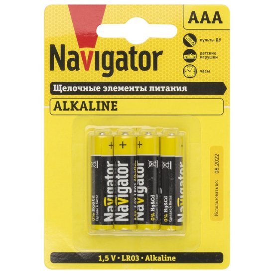 Батарейка NAVIGATOR ААА алкалиновая 4шт
