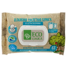 Бумага туалетная ECOLOGICA влажная водорастворимая с клапаном 42шт