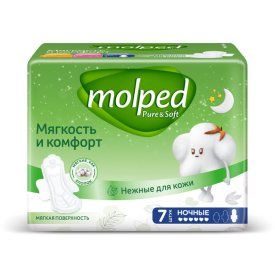 Прокладки MOLPED Pure&Soft Ночные ультратонкие 7шт