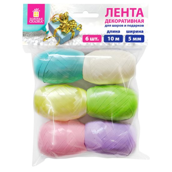 Набор лент п/п ЗОЛОТАЯ СКАЗКА глянец 6шт 5мм 10м микс
