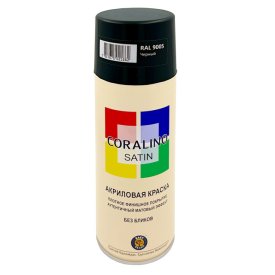 Краска аэрозольная CORALINO Satin RAL 9005 черный 520мл, арт.CS9005