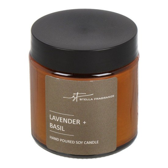 Свеча в банке STELLA FRAGRANCE Lavender Basil 6х6,5см 30ч/г ароматизированная