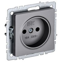 Розетка 1 пост IEK BRITE б/з б/ш 10А сталь
