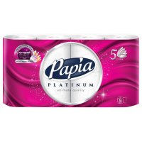 Бумага туалетная PAPIA Platinum 8шт в уп. 5-слойные 85 листов без аромата