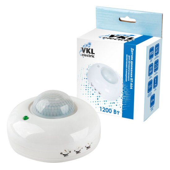 Датчик движения VKL electric BT-А04 угол обзора 360 градусов IP 33 дальность 6м