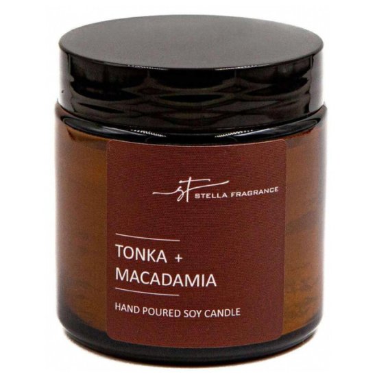 Свеча в банке STELLA FRAGRANCE Tonka Macadamia 6х6,5см 30ч/г ароматизированная