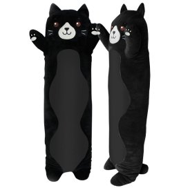 Подушка декоративная валик Кот вертикальный 81х21см черная, арт.ПД-Кот вертик Ч