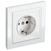 Розетка 1 пост IEK BRITE с/з с/ш 16А в сборе белый