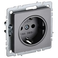 Розетка 1 пост IEK BRITE с/з б/ш 16А сталь