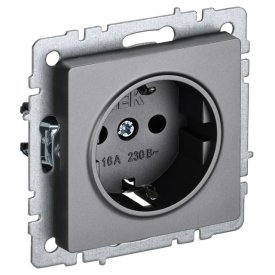 Розетка 1 пост IEK BRITE с/з б/ш 16А сталь