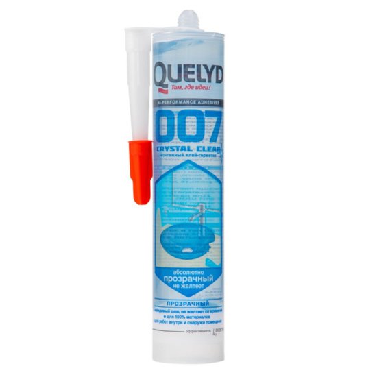 Клей-герметик гибридный QUELYD 007 Crystal Clear прозрачный 300г, арт.202301103