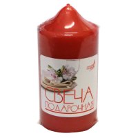 Свеча-столбик 5х10см 10ч/г красный без аромата