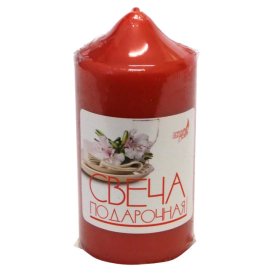 Свеча-столбик 5х10см 10ч/г красный без аромата