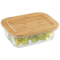 Контейнер для продуктов LEONORD 1л 20х15,1х6,6см прямоугольный жаропр.стекло, бамбук