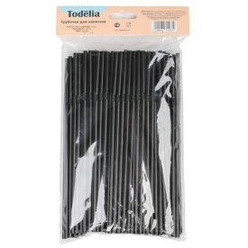 Трубочки для напитков TODELIA 150шт 21см пластик черные