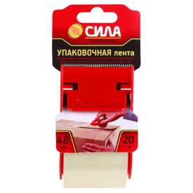 Лента клейкая упаковочная СИЛА  с диспенсером 48мм х 20м прозрачная, арт.TPA72-00