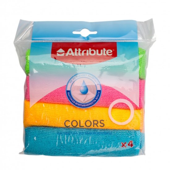 Набор салфеток ATTRIBUTE Multi Colors 4шт 30х30см микрофибра цвет в асс-те