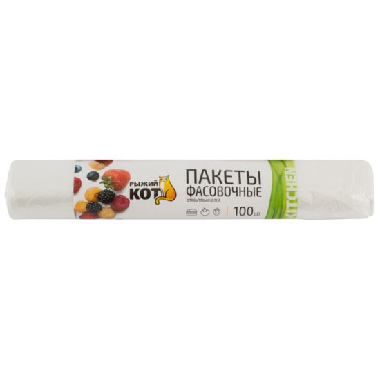 Пакеты для продуктов РЫЖИЙ КОТ 3,2л 24х37см 100шт 6мкм рулон
