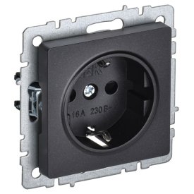 Розетка 1 пост IEK BRITE с/з с/ш 16А черный