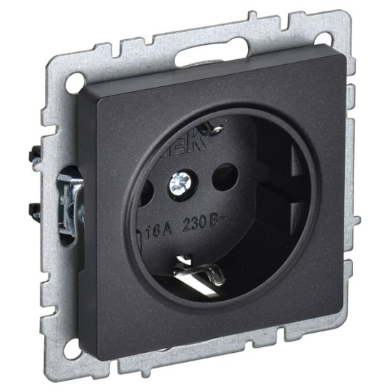 Розетка 1 пост IEK BRITE с/з с/ш 16А черный