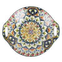 Блюдо NOUVELLE HOME Arabesque 23,5х20х4,5см с ручками фарфор зеленый