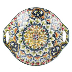 Блюдо NOUVELLE HOME Arabesque 23,5х20х4,5см с ручками фарфор зеленый