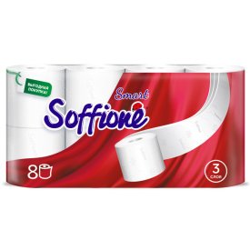 Бумага туалетная SOFFIONE Smart 8шт в уп. 3-слойные 135 листов без аромата