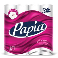 Бумага туалетная PAPIA 16шт в уп. 3-слойные 140 листов без аромата