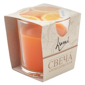 Свеча в стакане Lumi Апельсин 8х8см 16ч/г ароматизированная