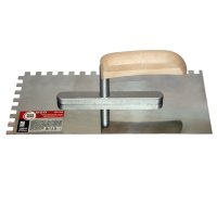 Кельма TOOLBERG нержавеющая сталь деревянная рукоятка 130х270мм зуб 8х8мм, арт.1401208