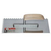 Кельма TOOLBERG нержавеющая сталь, деревянная рукоятка 130х270мм зуб 6х6мм, арт.1401206