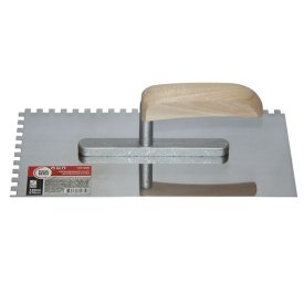 Кельма TOOLBERG нержавеющая сталь, деревянная рукоятка 130х270мм зуб 6х6мм, арт.1401206